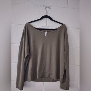 Fabletics Women's  Khaki Eco Sleek Knit Boat Neck Pullover Size L